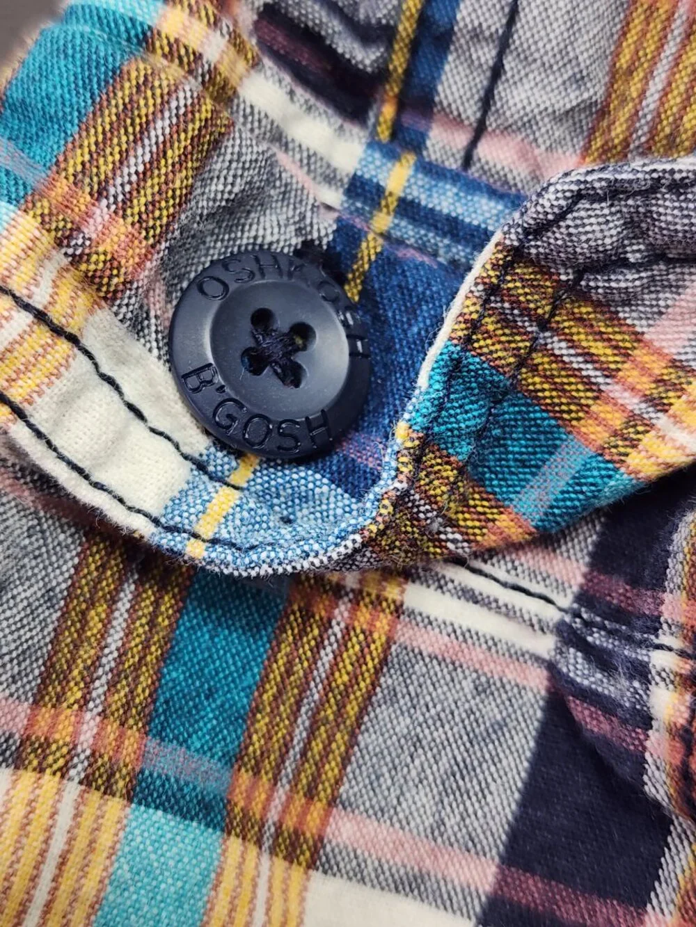 OshKosh B'Gosh Kids Shortalls Plaid Cargo Size 18M Cotton Vestbak